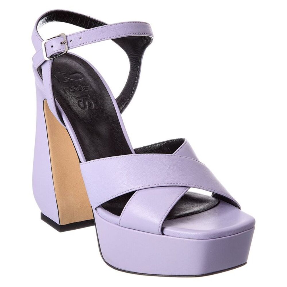 Sergio Rossi Leather Platform Sandal, Purple